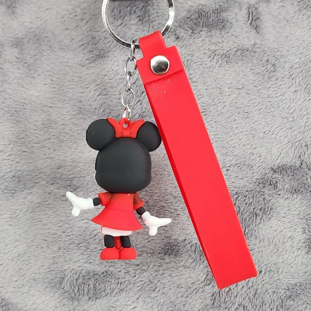 Disney's Minnie Mouse 3D Figure Keychain & Strap Bag Charm PVC Silicone Red